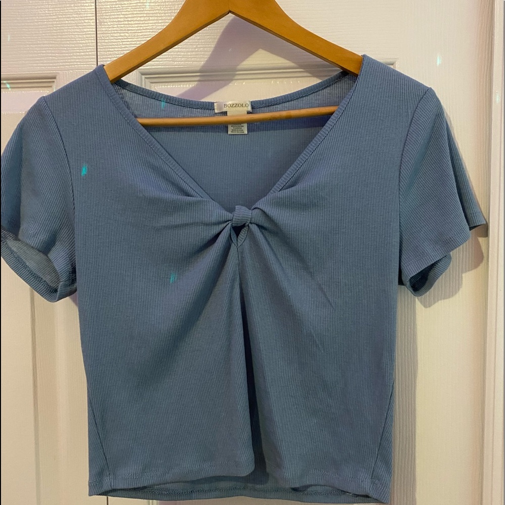 Blue Tied Knot Crop Top